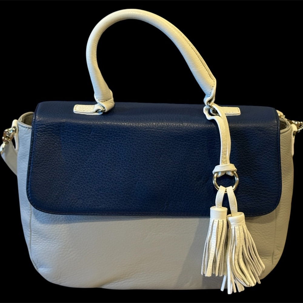 Talbots Navy and Cream Satchel